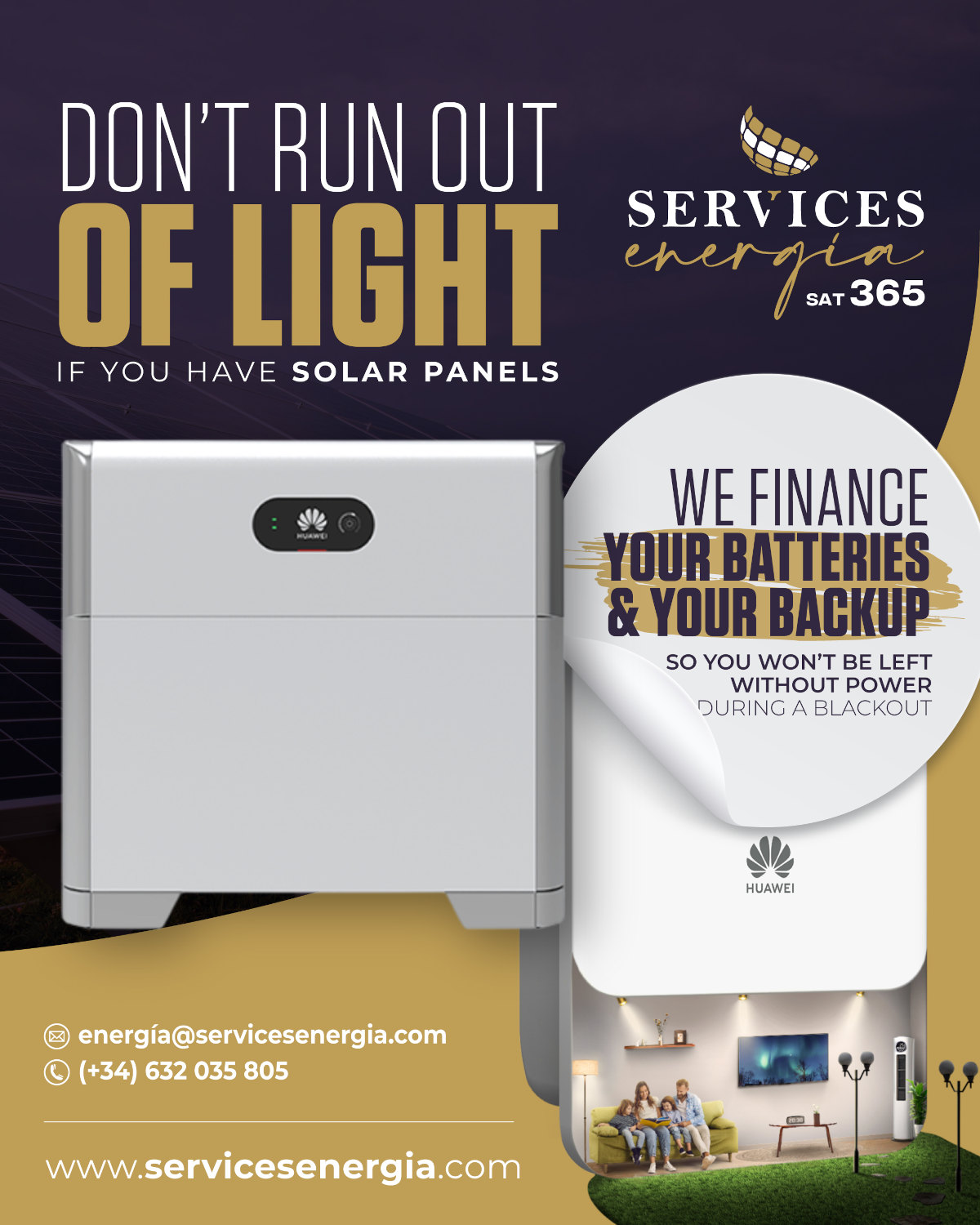 Promociones baterías placas solares en ingles